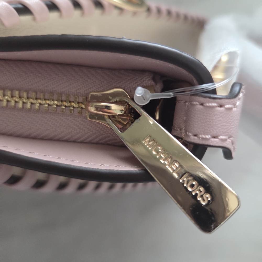 Michael Kors Avril Small Satchel Pink Leather Handbag Crossbody - Picture 12 of 14
